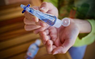 Home made hand sanitizer with oregano oil.